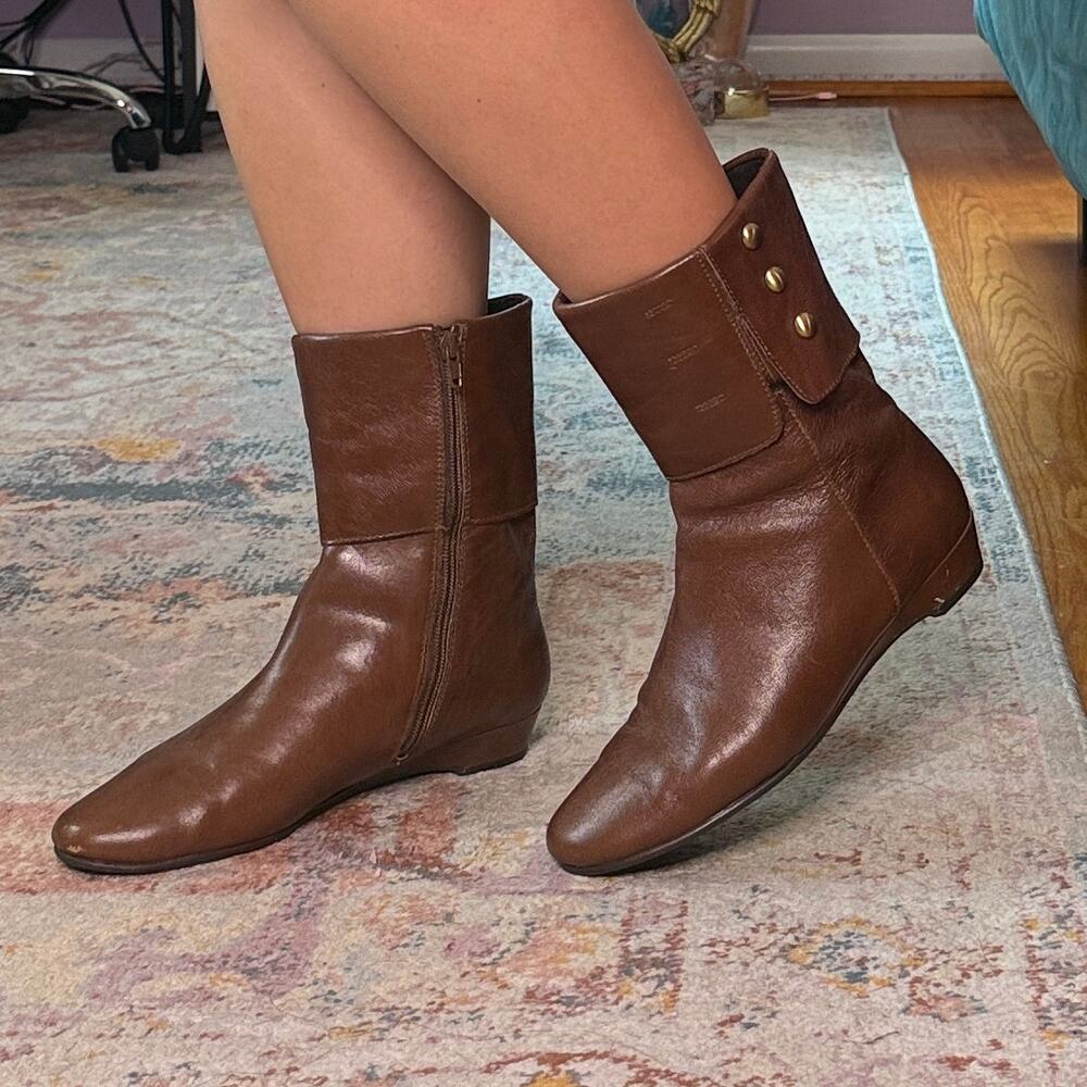 Vintage Y2K tan leather whimsigoth ankle boots
